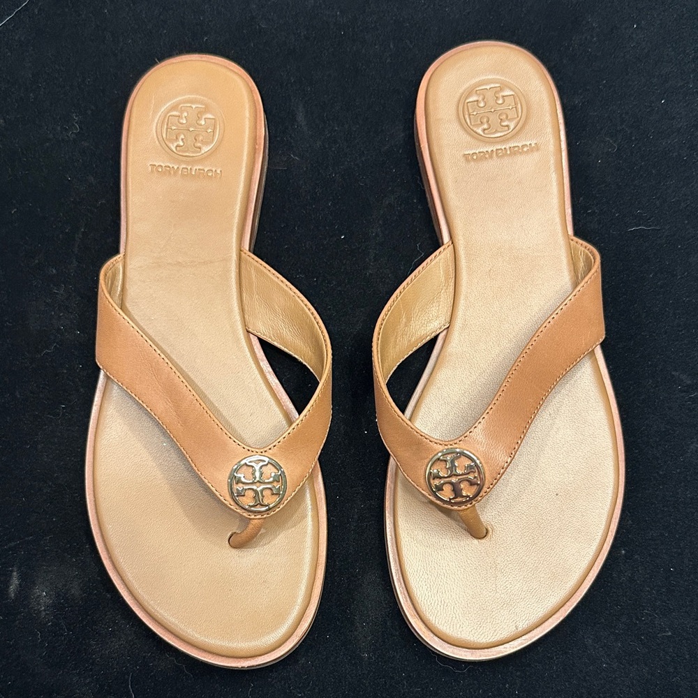 Tory Burch Brown Leather Thong Sandals